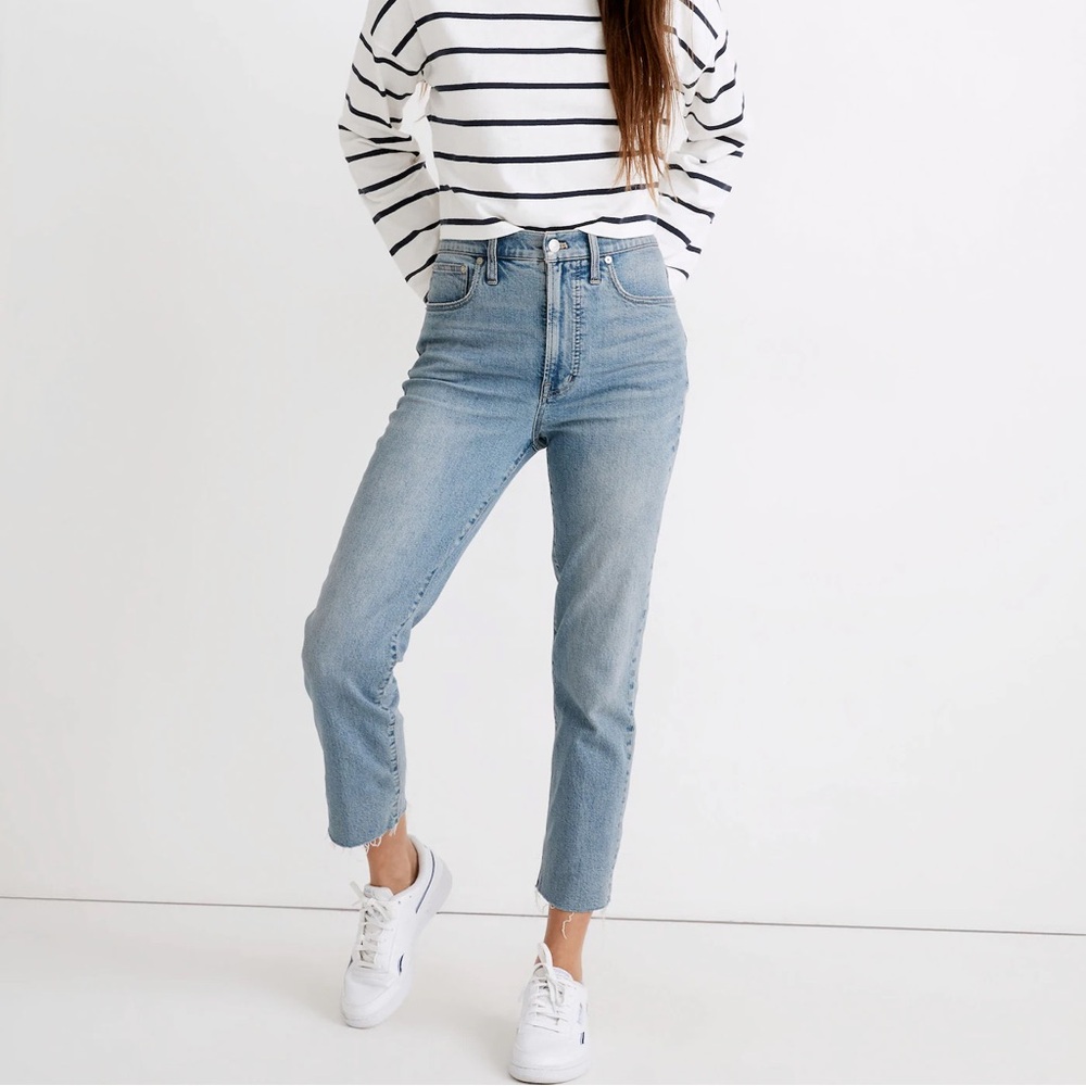 Madewell Perfect Vintage Jean in Ellicott Wash Raw Hem Denim 25 PETITE